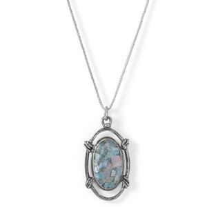 OXIDIZED ROPE DESIGN ROMAN GLASS NECKLACE